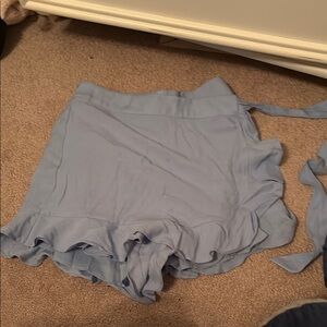 Light Blue Ruffle Hem Skort